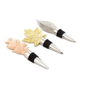 NWT Thirstystone Metal Leaf Bottle Stoppers, Set of 3